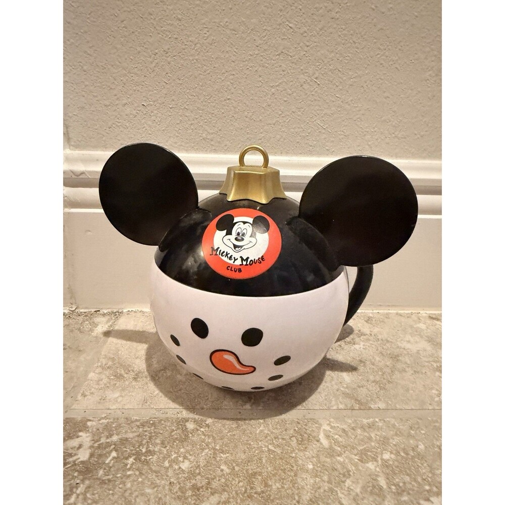 DISNEY PARKS MICKEY MOUSE CLUB ORNAMENT STEIN CUP MUG CHRISTMAS SNOWMAN W/ EARS